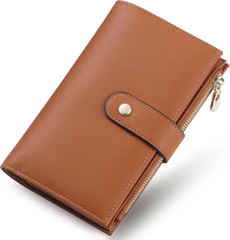 yiijay Wallet Women RFID Blocking Multi Cards Wallet Credit Card Holder for Women Large Capacity Lady Leather Trifold Travel Wallet with Pen Holder - Image 1